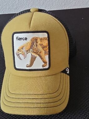 Olive 'Fierce' Sabertooth Patch Trucker Hat